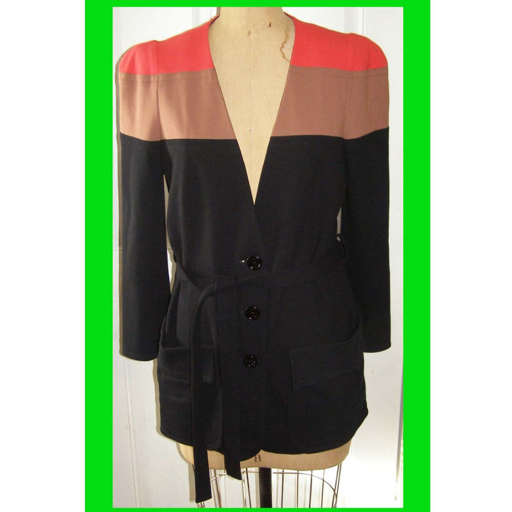 New Chic Sonia Rykiel colorblock belted blazer 10